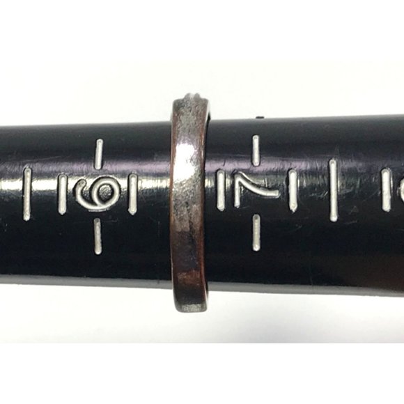 Peach Princess Cut Topaz with Ring Clear CZ Side Stones Sz 6.75 Silver Tone - Picture 2 of 3